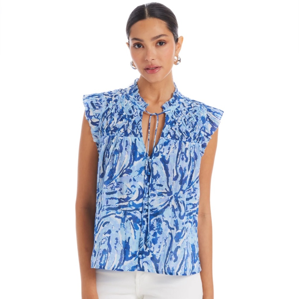 Women's Allison Blue Ruffle Top